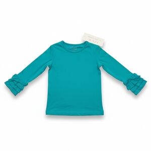 ATUN Girls' Teal Long-Sleeve Ruffle Cuff Top